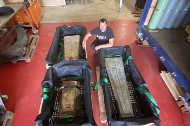 Tom Cousins, with the 3 recovered grace slabs, led the recovery operation