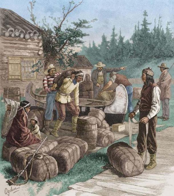 Trading at a Hudson's Bay Company trading post. (Public Domain)