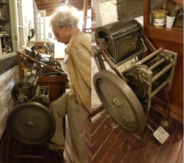 Tristan Breville illustrating the printing of the newspaper, using engraved blocks. (Image: Courtesy Micki Pistorius)