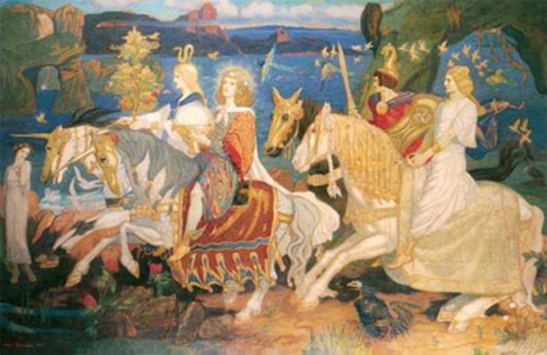 Tuatha de Dannan: Riders of the Sidhe by John Duncan (Public Domain) Attributes of the Good God Dagda