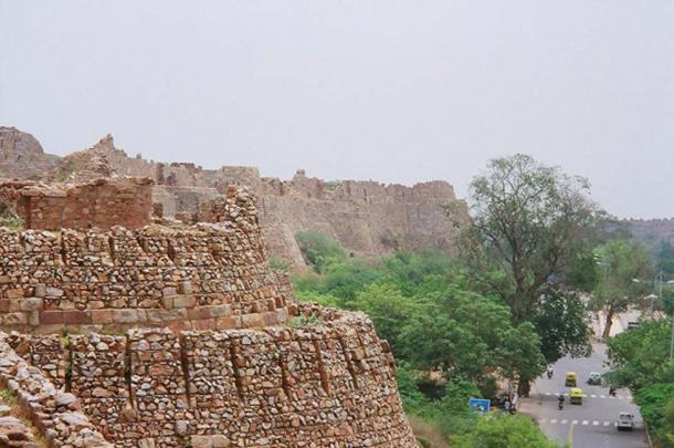 View of Tughlaqabad fort wall.