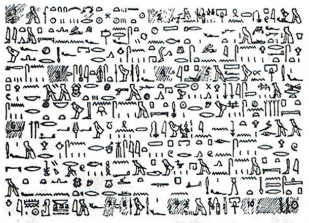 A copy of the Tulli Papyrus using hieroglyphics.