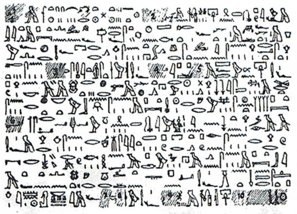 A copy of the Tulli Papyrus using hieroglyphics.