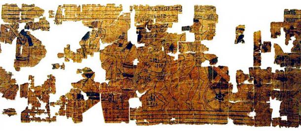 The Turin Erotic Papyrus, famous due to its erotic content. An ancient Egyptian papyrus scroll-painting dating back to about 1150 BC, it was discovered at Deir el-Medina in the 19th century and was found to include various erotic vignettes which show sex positions (Public Domain)
