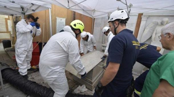 Two bodies were exhumed before the space with thousands of bones was revealed. (Vatican Media)