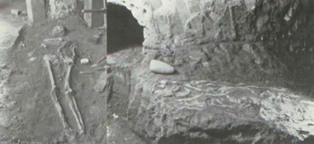 Two burials in the Spearhead Mound. (James L. Murphy)