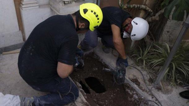 Two grave’s underneath angel’s have been excavated in the search of Teutonic cemetery. (Vatican Media)