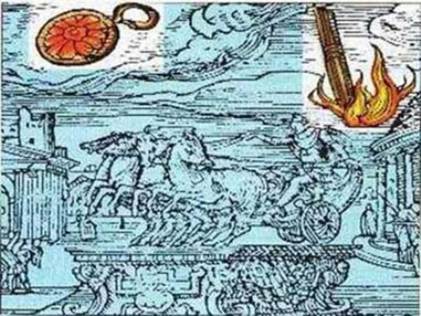 Renaissance illustration of a UFO sighting in Rome detailed in a book by Roman historian Julio Obsequens.