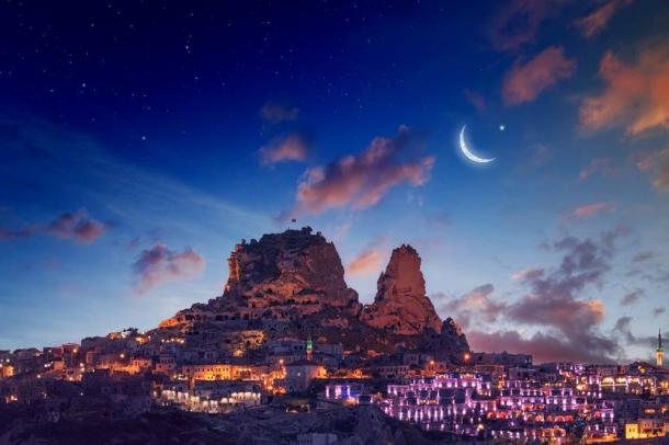Uchisar castle in Cappadocia