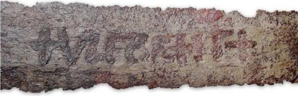 An Ulfberht sword displayed at the Germanisches Nationalmuseum, Nuremberg, Germany.