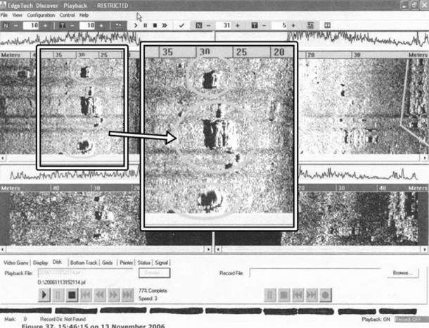 Underwater scanned image of structures off the coast of Bimini. (Image provided by William Donato).