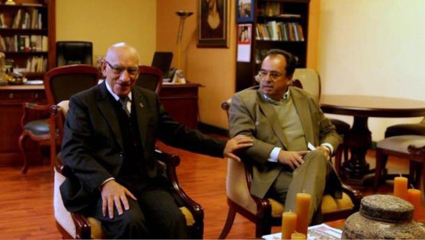 Padre Javier Herrán (left) and Dr. Luis Alvarez (right) welcomed us at the Universidad Politécnica Salesiana to tell the story of Father Crespi and his artifacts.