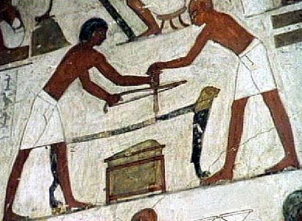 Using common tools to work stone in ancient Egypt.