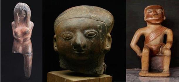 Valdivia (Ministerio de Cultura y Patrimonio del Ecuador/CC BY 4.0), Chorrera (Public Domain), and Carchi (Lidia Poaquiza) representations of individuals who may have been Africans in ancient Ecuador.