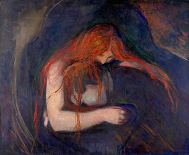 ‘Vampire’ (1895) by Edvard Munch. (Public Domain)