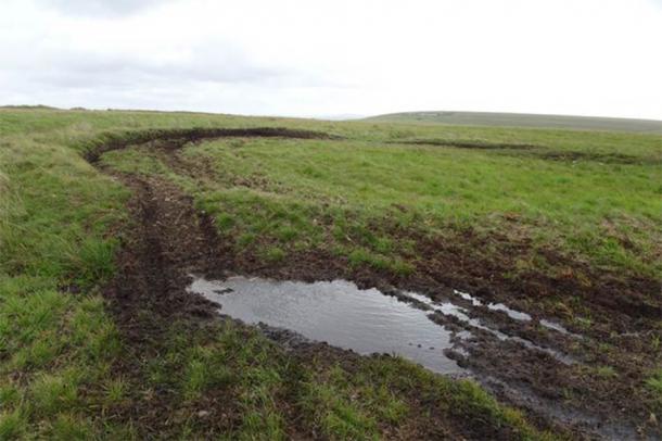 Vandalism caused by off-road scrambler bikes in the area of the Torclawdd ringwork. (Gareth Richards)