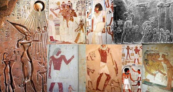 Various depictions of giants in Egyptian art collected by Muhammad Abdo. Courtesy Muhammad Abdo.