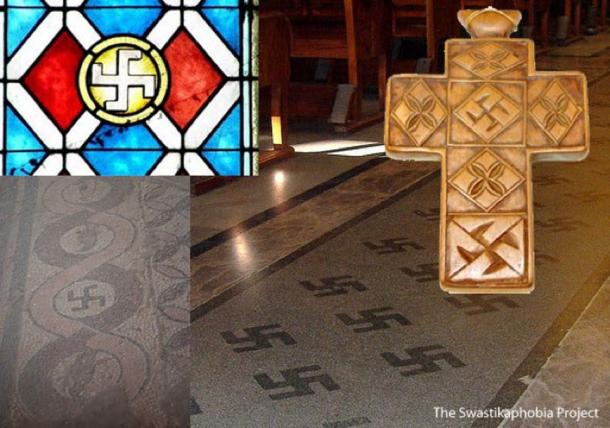 Varios ejemplos de la esvástica en entornos cristianos. (El Proyecto Swastikaphobia)