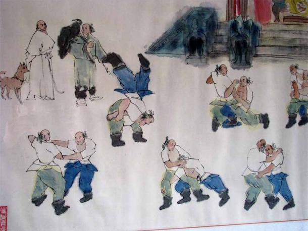 Various Chinese wrestling styles, like jueli and shuaijiao, were distinct from wushu kung fu (Wuyouyuan / CC BY SA 3.0)