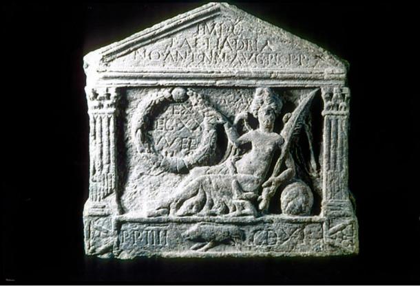 Victory depicted on a distance Slab by the Twentieth Legion, found in Clydebank. 