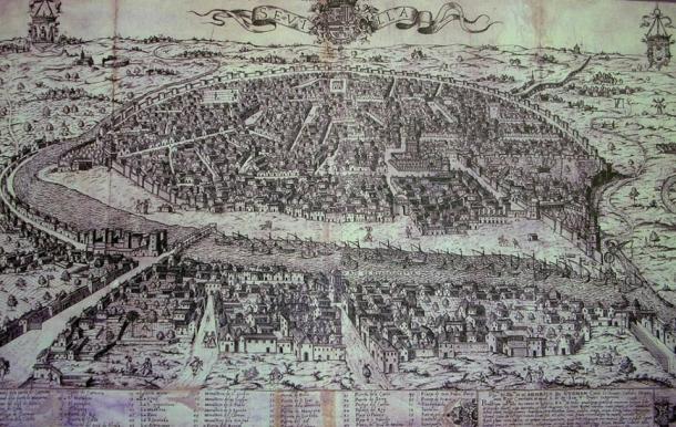 Vista de las murallas de Sevilla en 1585