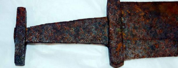 Detail of the Viking Age sword found in Oppland, Norway.