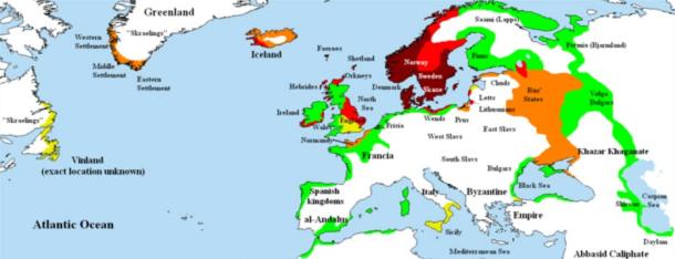 Map of Viking expansion in Europe