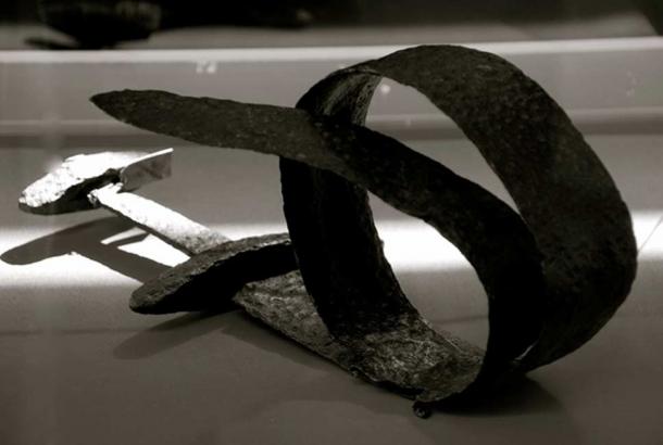 A Viking sword that had been ceremoniously bent