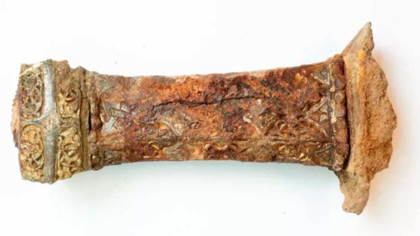 The richly decorated hilt of the sword from the Viking era. (Lise Chantrier Aasen/Stavanger Museum)