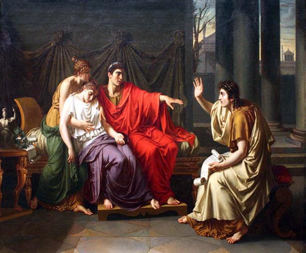 Virgil reading the Aeneid to Augustus, Octavia, and Livia. 