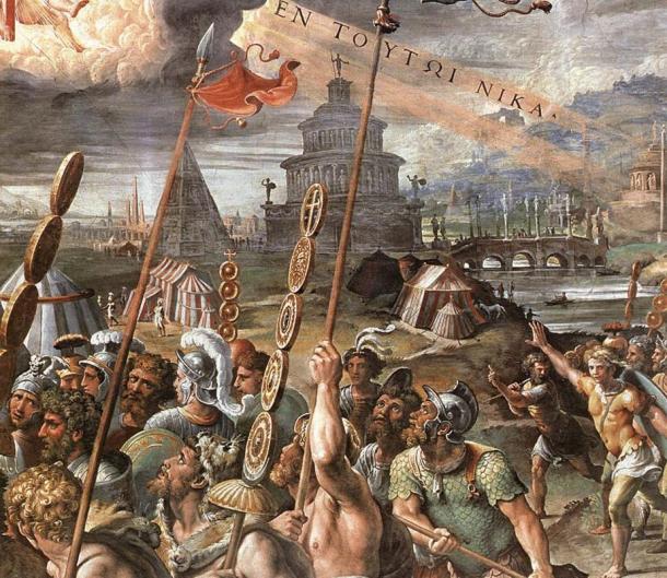 The ‘Vision of the Cross’ by Raphael. The Pyramid of Romulus is depicted in the background. 