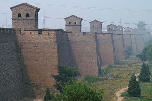 The Wall and some watchtowers of Pingyao city, Shanxi, China. 
