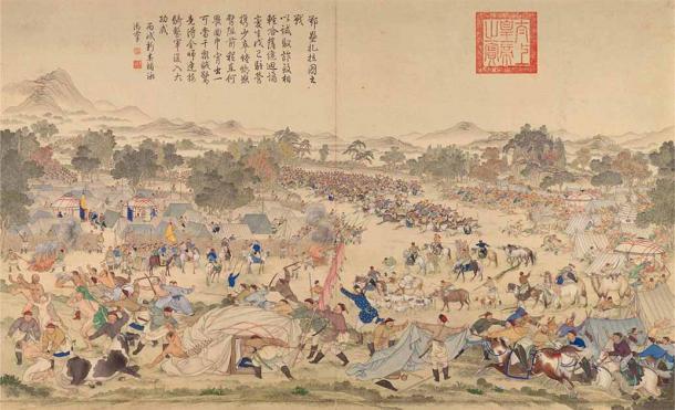 Wars have killed nearly as many people as disasters, if you include the impact of the government’s absence. The Three Kingdoms period from 220 to 280 AD in China saw approximately 40 million people die. The Battle of Oroi-Jalatu, 1756, pictured (Public Domain)