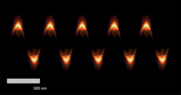 Wave pattern generated by visible light - the gaps between the lines. (ThreePhaseAC / CC BY-SA 4.0)
