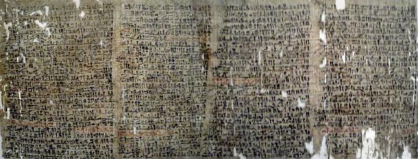 Westcar Papyrus on display in the Ägyptisches Museum, Berlin.