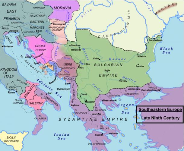 Western Balkan polities in the late 9th century.