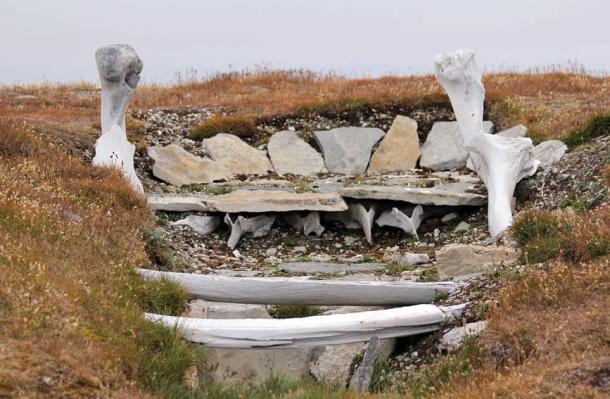 Whalebone used in the building of an ancient Thule home. Resolute, Nunavut, Canada.