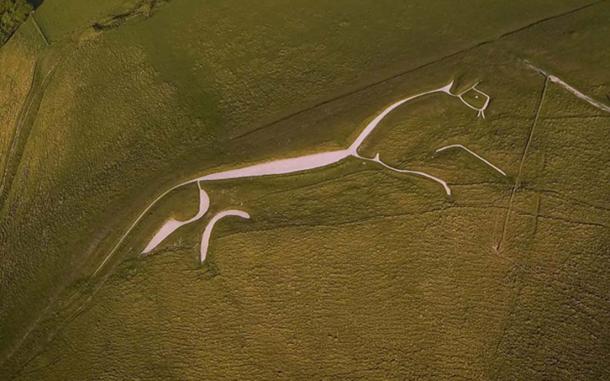 The White Horse chalk carving. At least 2000 years old, it may have represented the Celtic goddess Epona. (© Graham Phillips)