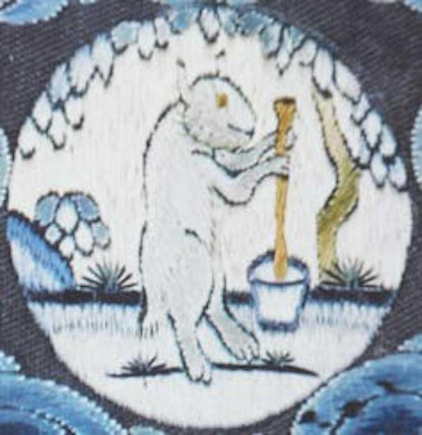 White rabbit on the Moon making the elixir of immortality. (Public domain)