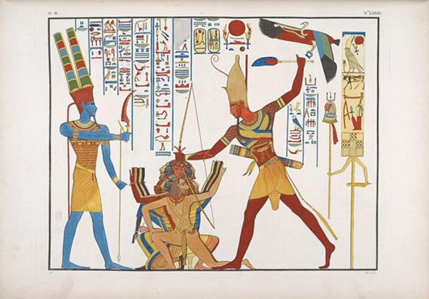 Wielding a khopesh to smite enemies in Egyptian art. (Public Domain)