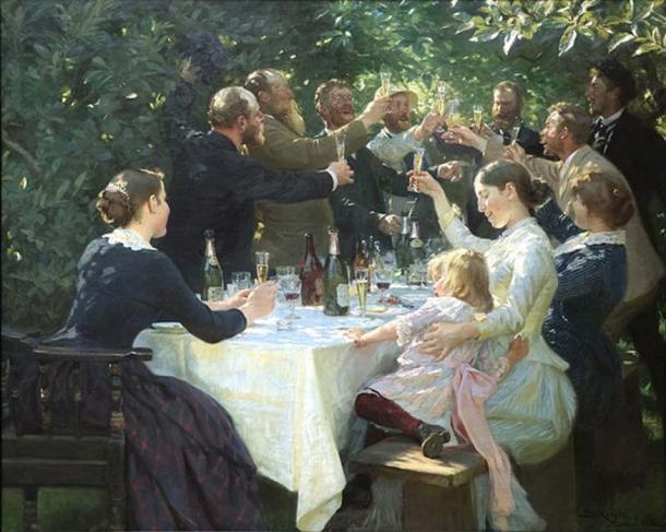 Will it still be fun in the morning? ‘Hip, Hip, Hurrah!’ (1888) by Peder Severin Krøyer, a painting portraying an artists' party in 19th century Denmark. (Public Domain)