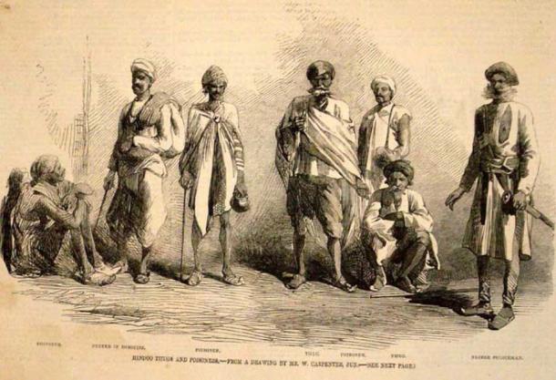 Drawing of “Hindoo Thugs and Poisoners” by William Carpenter from Illustrated London News 1857. (Public domain)
