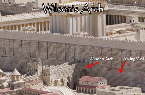 Wilson's Arch, gives entry to the Temple Mount on the western section of the plaza.