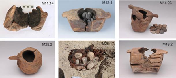 Wooden braziers showing cannabis use were excavated from the cemetery. (Xinhua Wu / Science Advances)