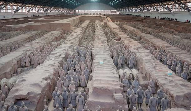 Xian, China: Pit No. 1 in the Museum of the Terracotta Army. 