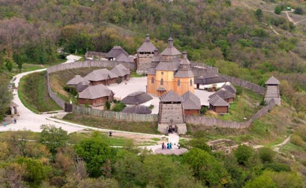 Zaporizhian Sich, (reconstructed open Museum) 16th century headquarters for the Zaporizhian Army. 