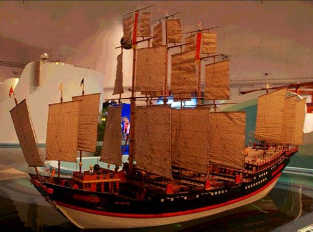Zheng He's Treasure Ship. Model at Hong Kong Science Museum. 