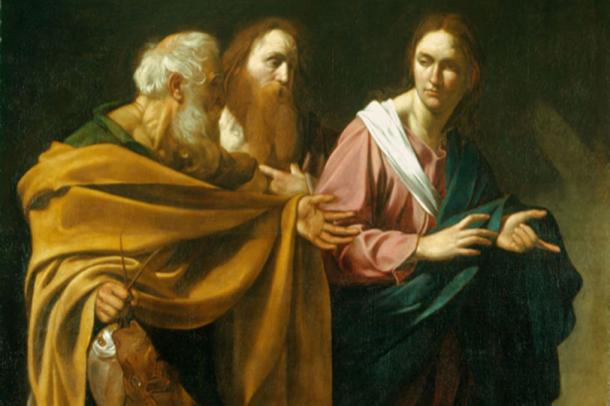 Painting of Saints Peter and Andrew, the Byzantine church was discovered at the site of their home. (Outriggr / Public Domain)