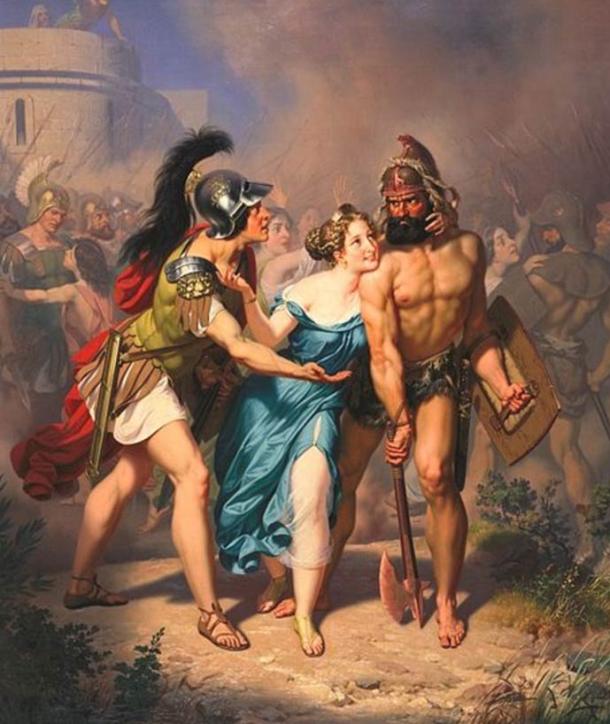 Some depictions of the abduction event depict the Sabine women as being willing participants. ‘The Rape of the Sabines: The Invasion’ by Charles Christian Nahl
