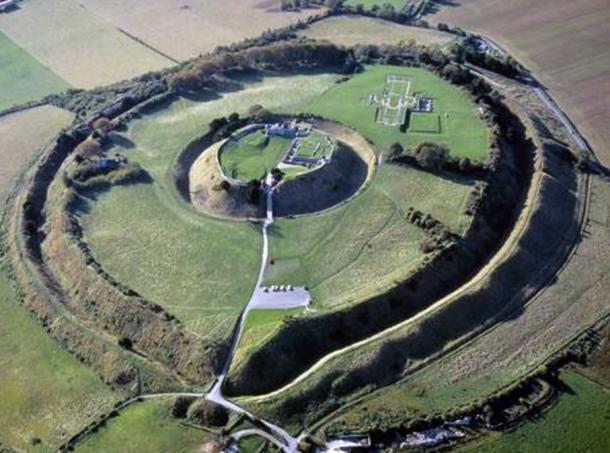 An aerial photograph of the site of Old Sarum